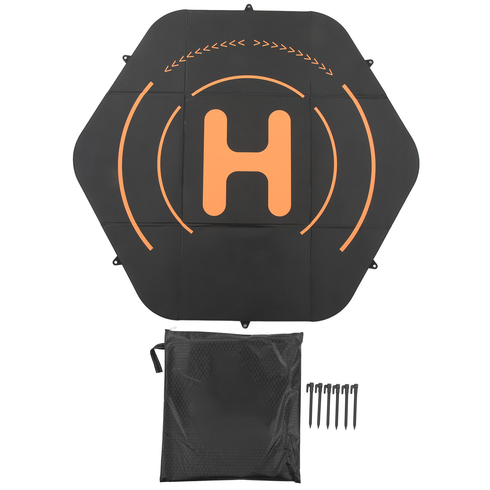 Drone Landing Pad - ドローン着陸パッド ブラック ヘリコプター着陸パッド 110cm 六角形 折りたたみ式