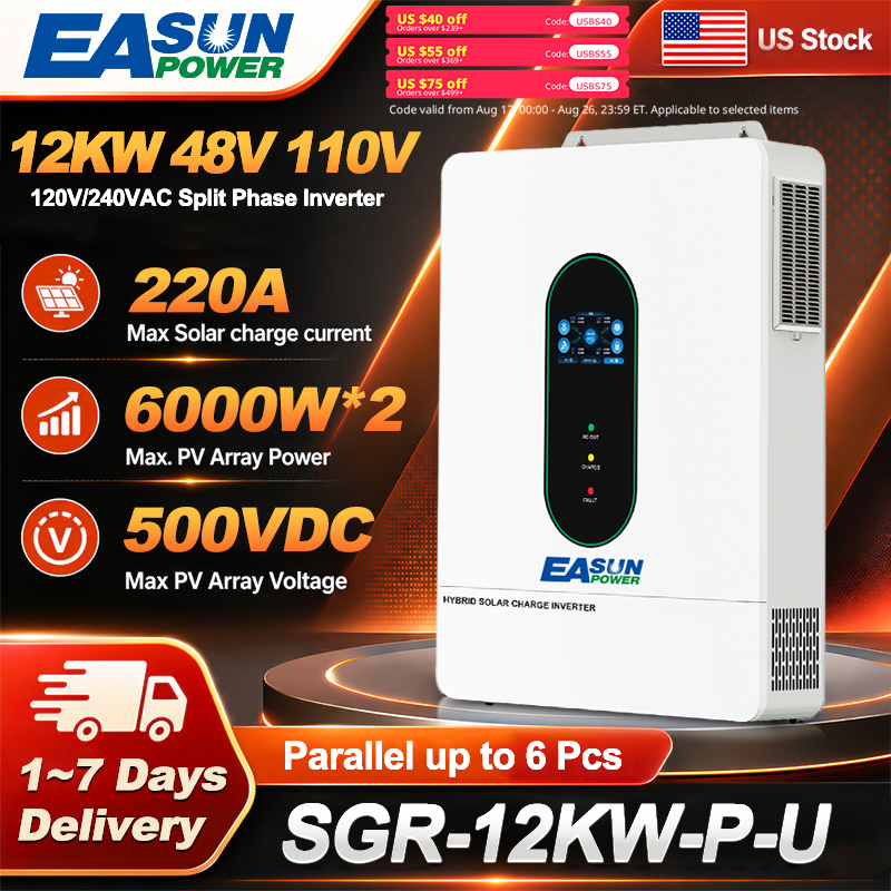 Drone Solar Charger - EASUN US 12KW 12000W スプリットフェーズソーラーインバーター 160A