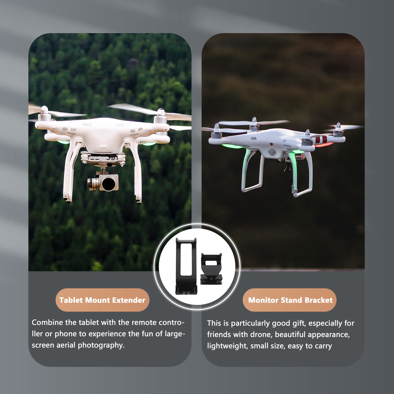 ドローン用リモコン用プラスチック製タブレット・携帯電話マウン - Drone Tablet Mount のレビューと価格